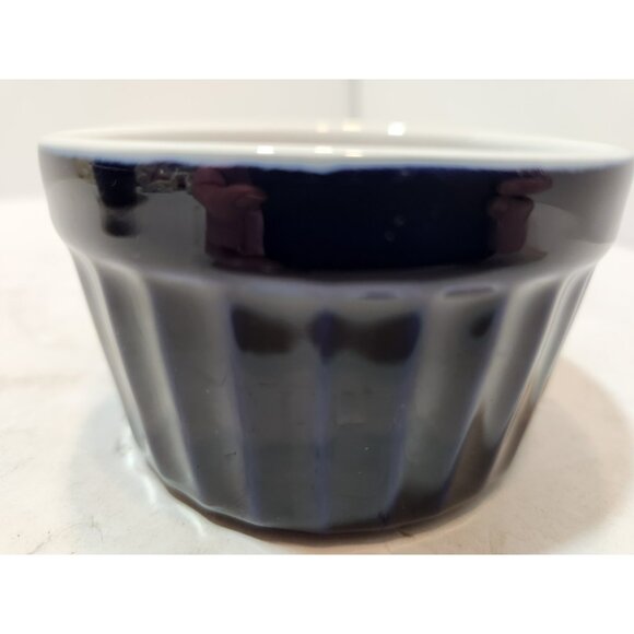 Ceramic Cobalt Blue Mini Ramikens Set of 4 White Interior - Picture 7 of 9